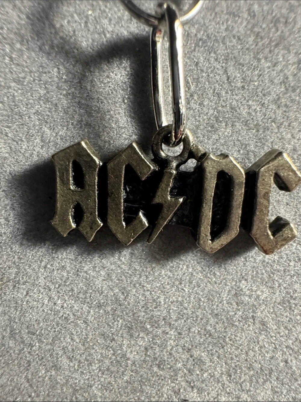 AC/DC Silver Logo Keychain Clip with Lobster Clasp